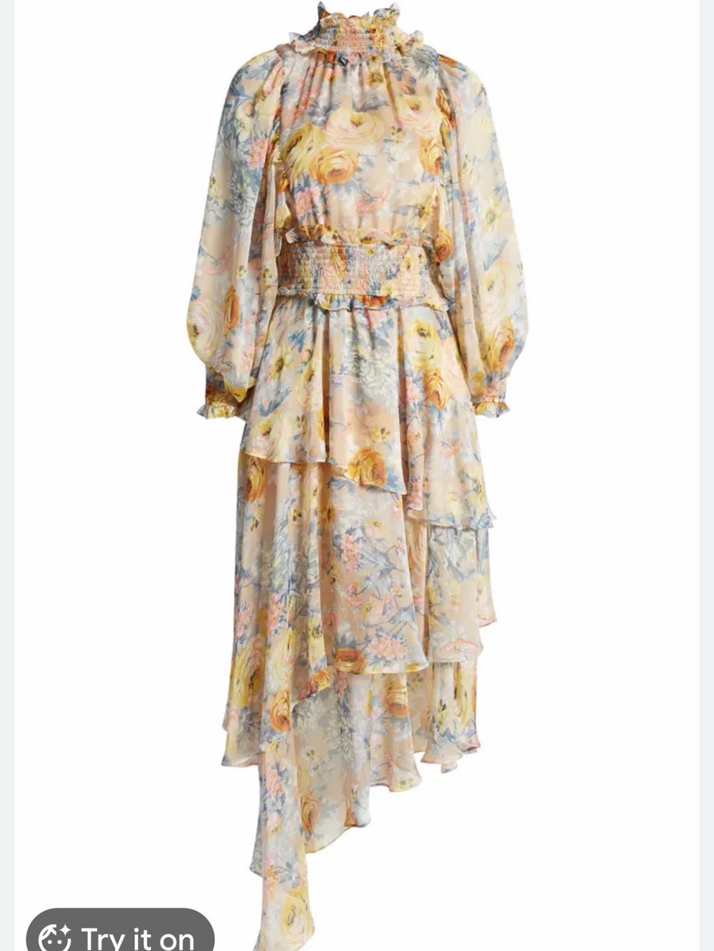 New Elliatt Astrid Floral Ruffle mock neck dress in XSmall Resolve